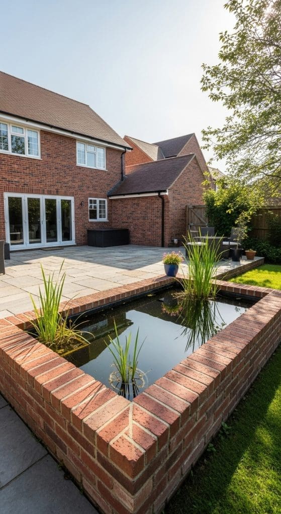 raised brick Patio Pond Ideas