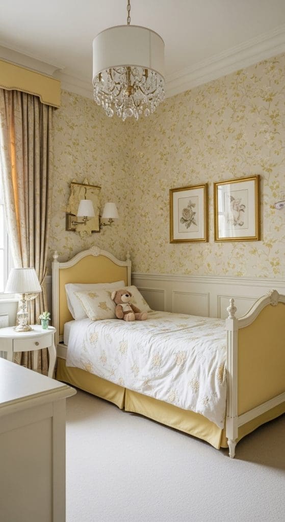 wallpaper in yellow Luxury Kids Bedroom