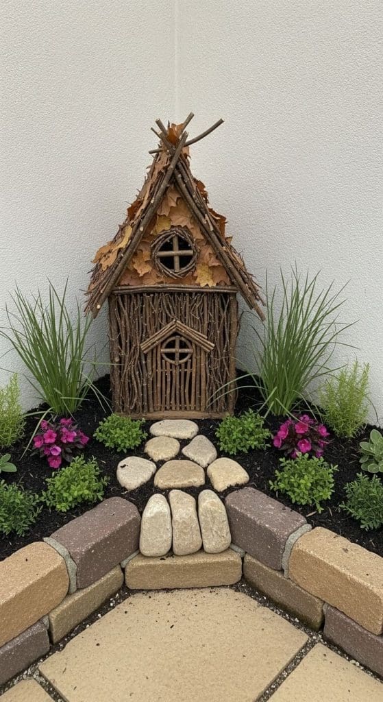 leaf and twig fairy house DIY ideas