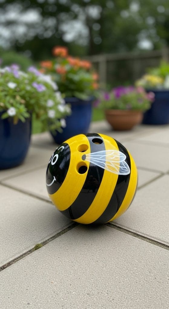 bowling ball painted like a bee