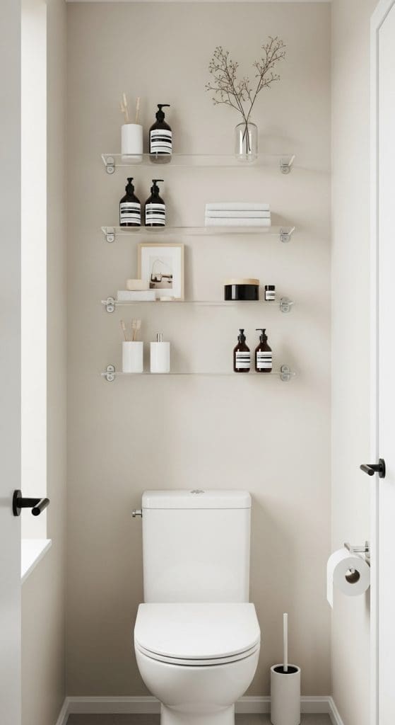 modern clear glass shelves