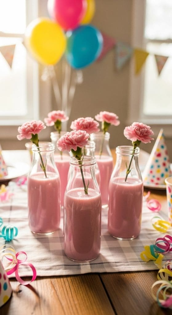 Strawberry milk bottles