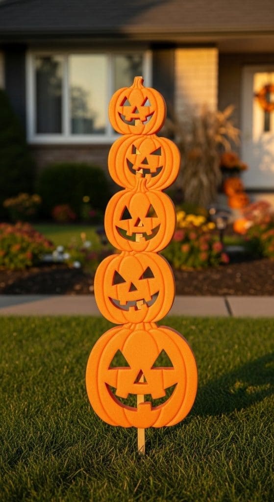 foam pumpkins on a stick