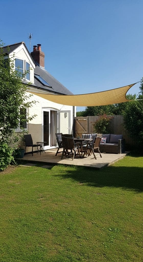 sail shade in backyard