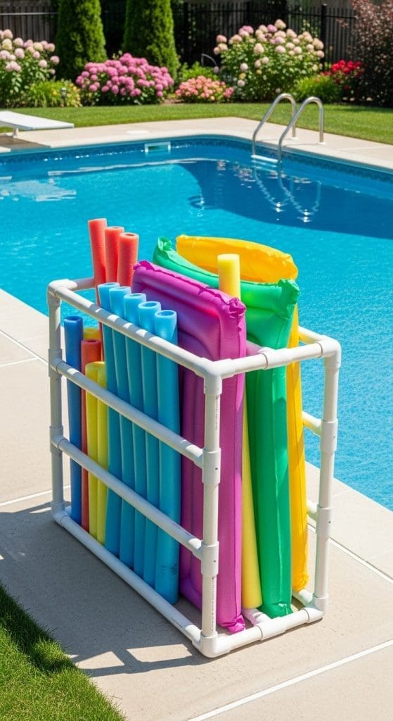 PVC pipes storing floats