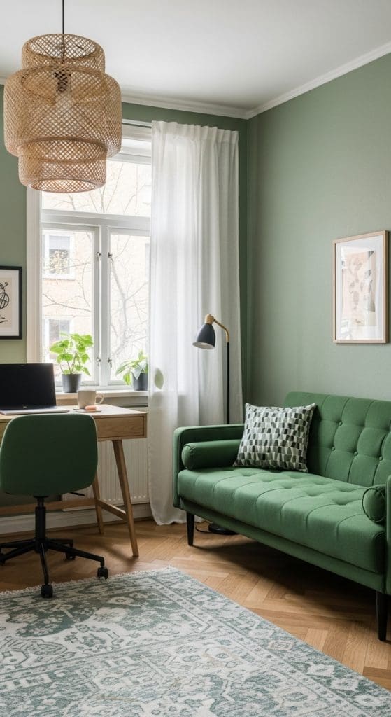 matching green sofa and desk chair