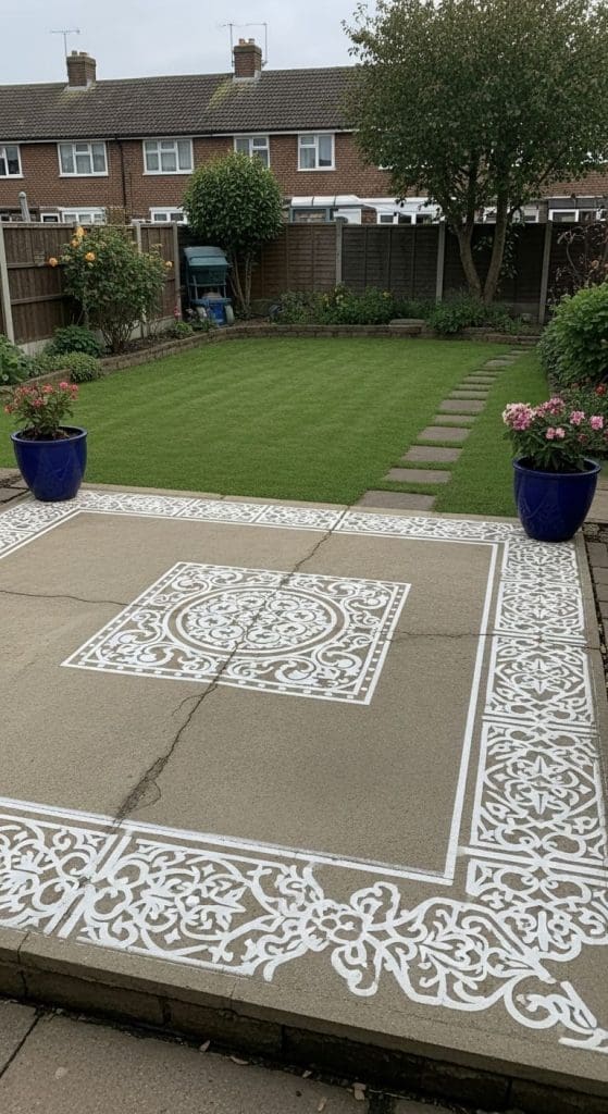 stencil concrete pavers Backyard Patio Ideas
