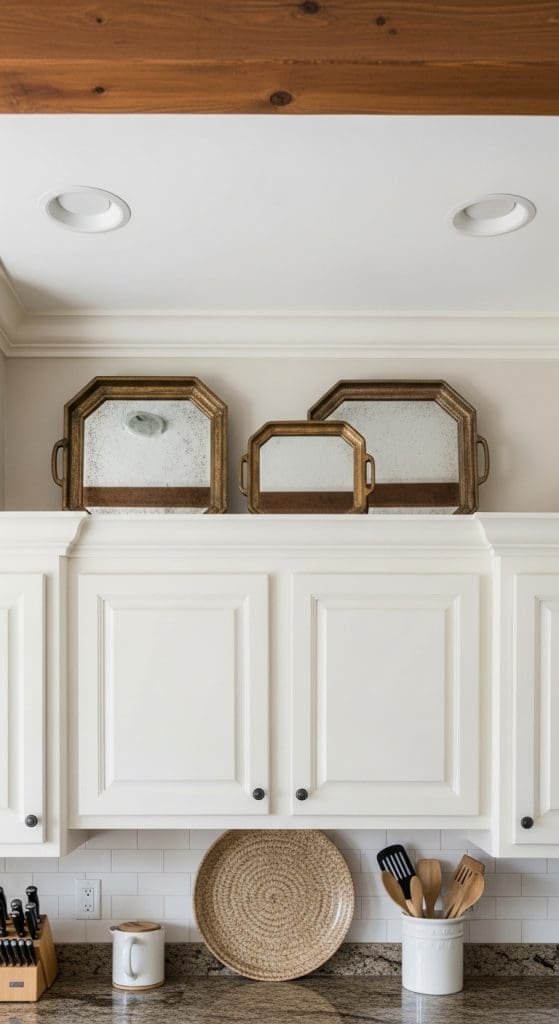 trays to Style the Space Above Kitchen Cabinets
