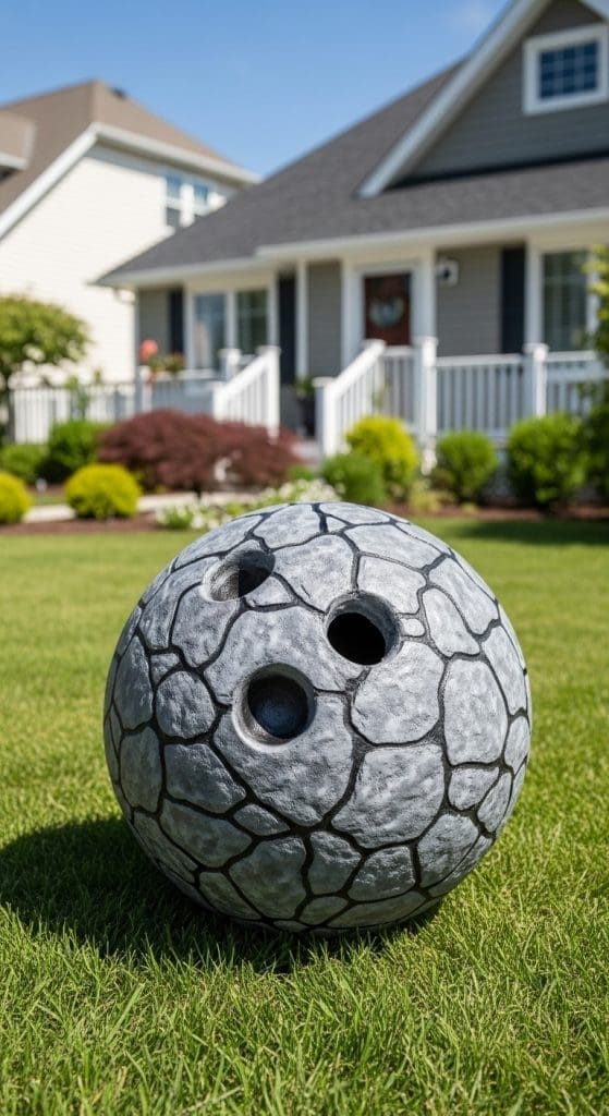 bowling ball painted like a stone