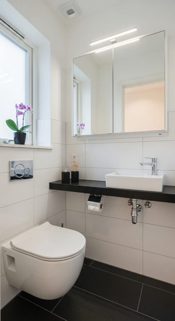 recessed mirror cabinet Cloakroom Toilet Ideas