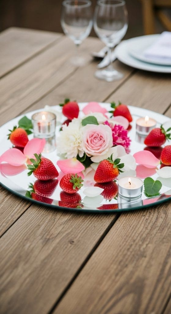 Strawberry Centerpiece mirror tray
