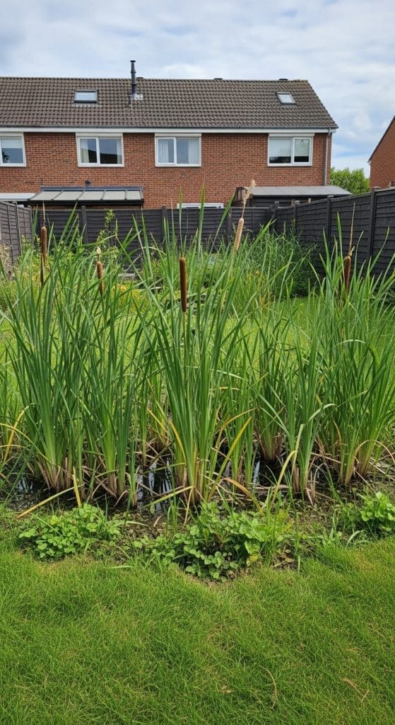 water garden with tall grasses