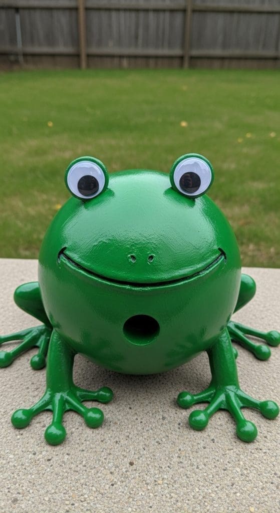 Bowling Ball Yard Art painted like a frog