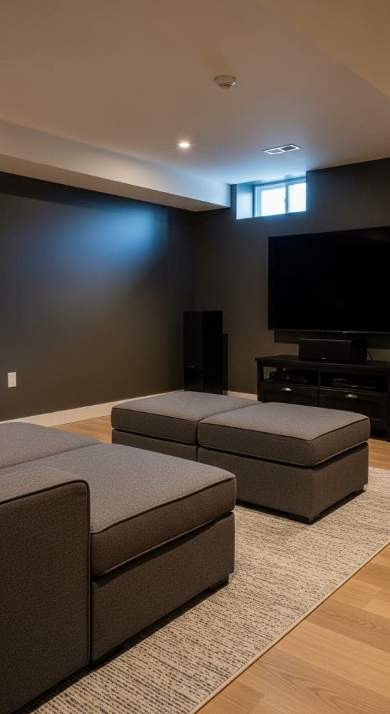 multipurpose furniture in a Basement TV Room