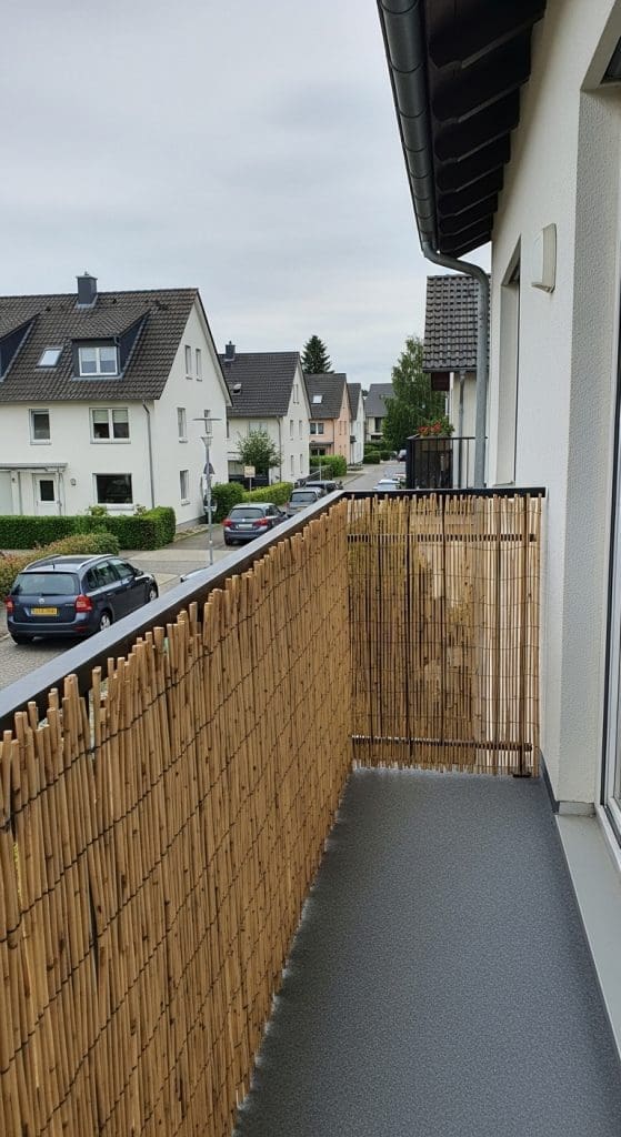 bamboo fence on balcony