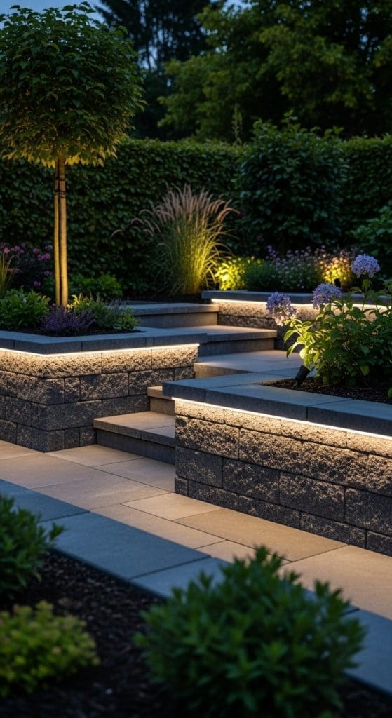LED lights Landscaping Retaining Walls