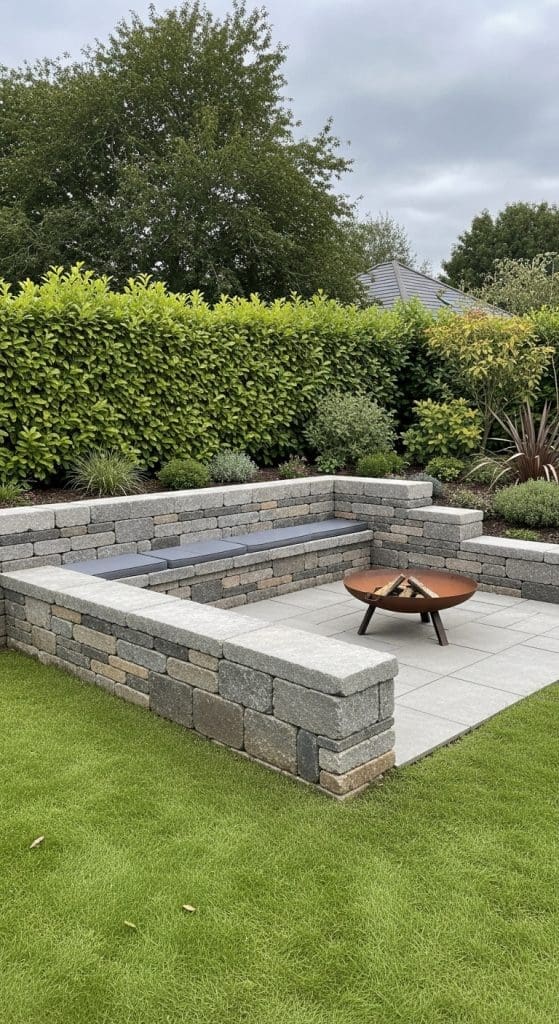 firepit and walls