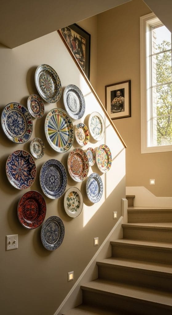 Hanging Plates on the Wall stairs