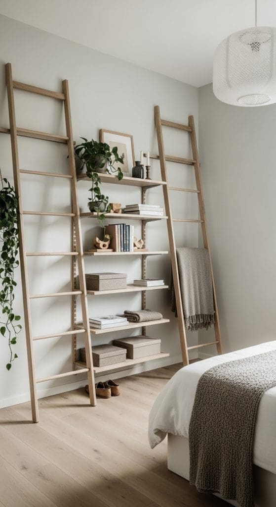 open storage idea in Stockholm Style Bedroom