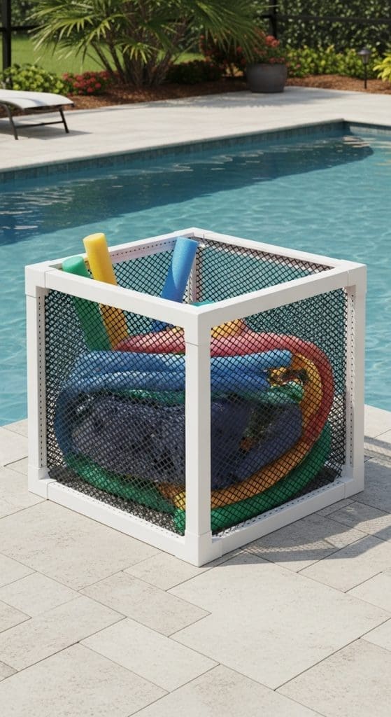 storage bin with pool floats