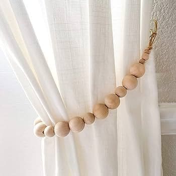 wooden bead curtain tie