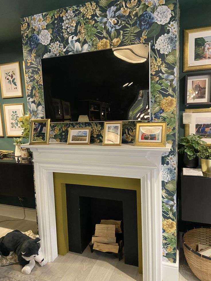 Botanical Fireplace Wall Idea