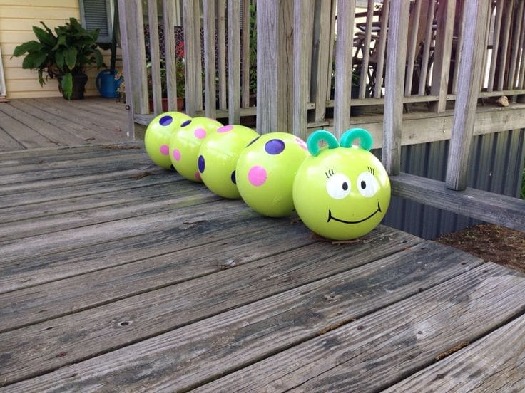 Bowling Ball Yard Art Caterpillar