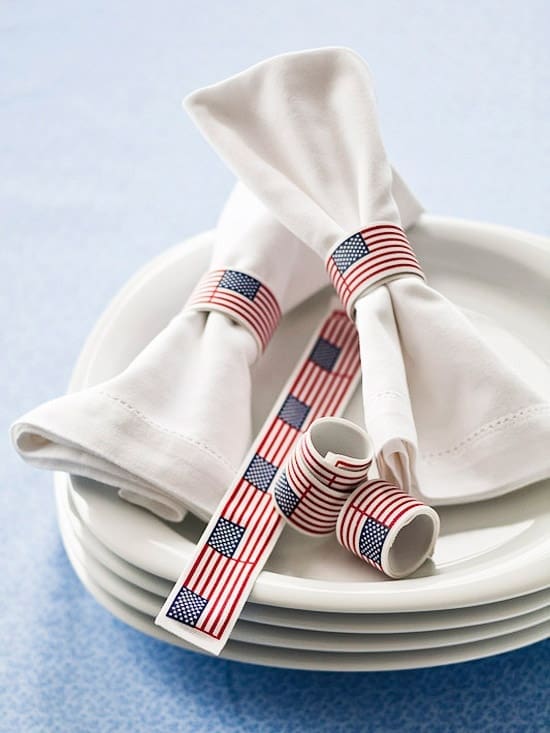 flag napkin rings 4th of July Decor
