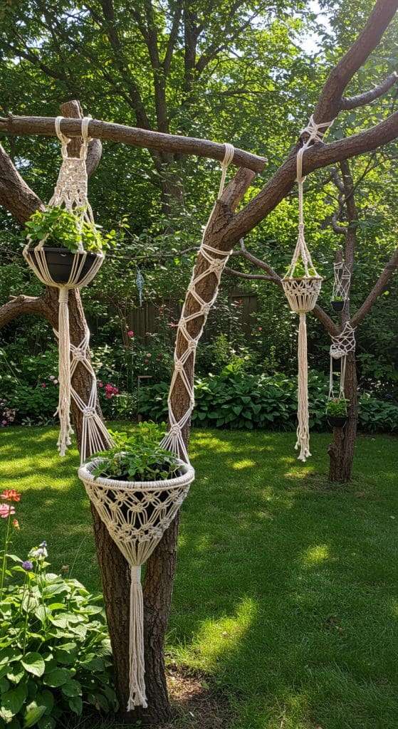 hanging planters from trees