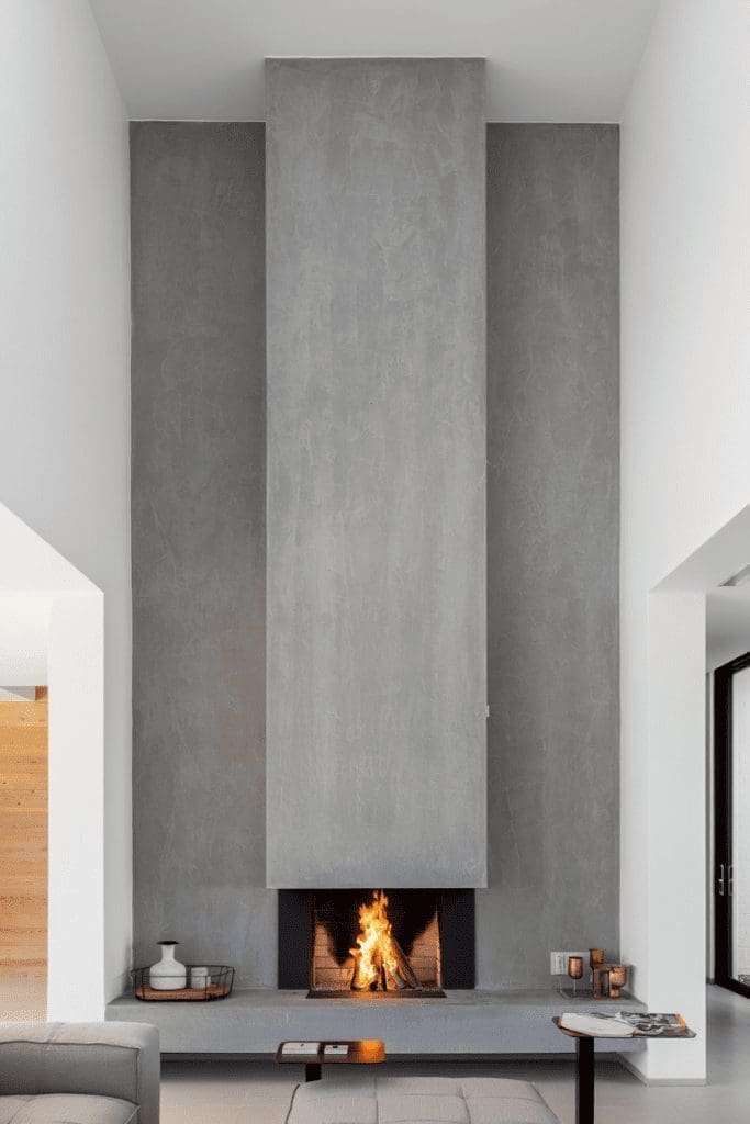 Concrete Fireplace Wall Idea
