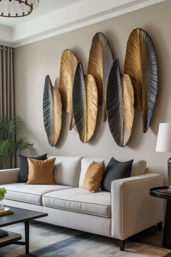 Monochrome art behind couch