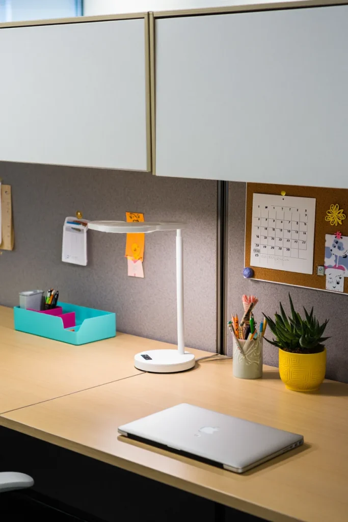 pops of colour on office desk To Decorate Your Office at Work