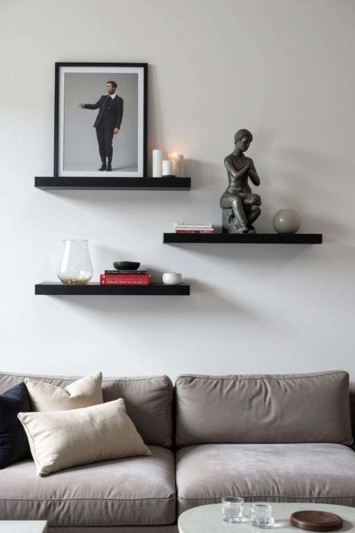 floating shelves above couch Couch Wall Decor