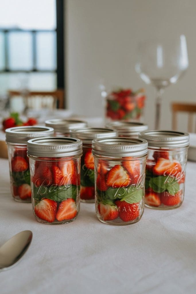 mason jar strawberry centrepiece