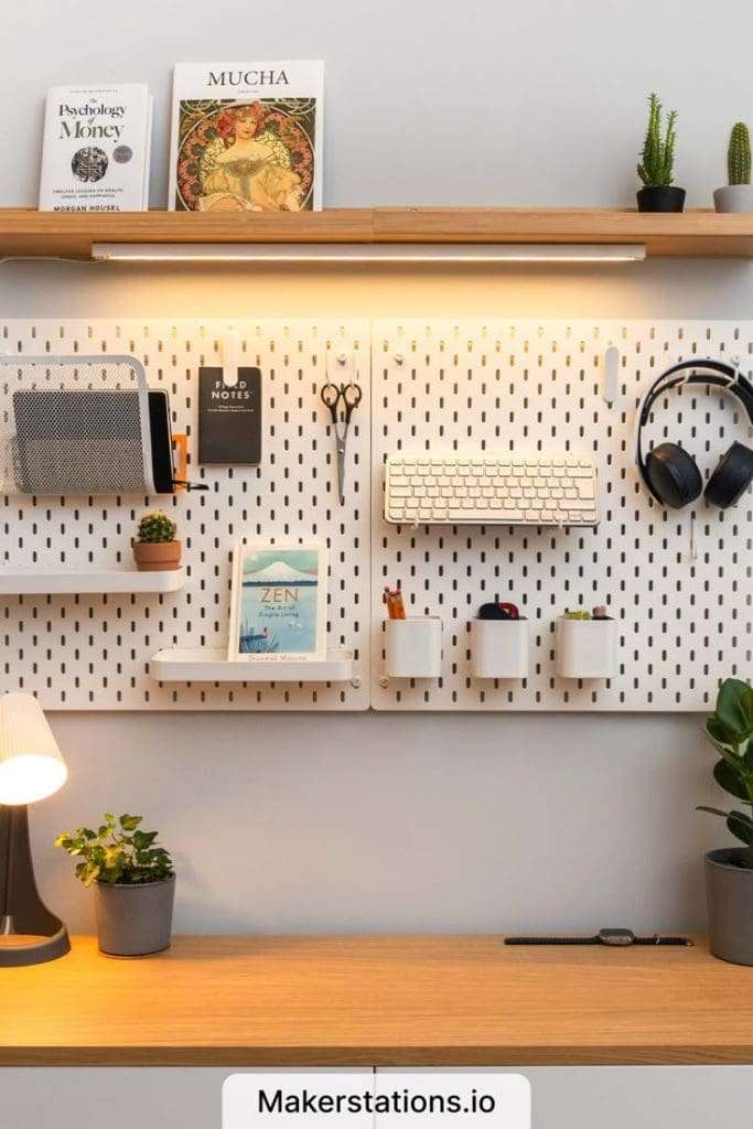 white pegboard in office