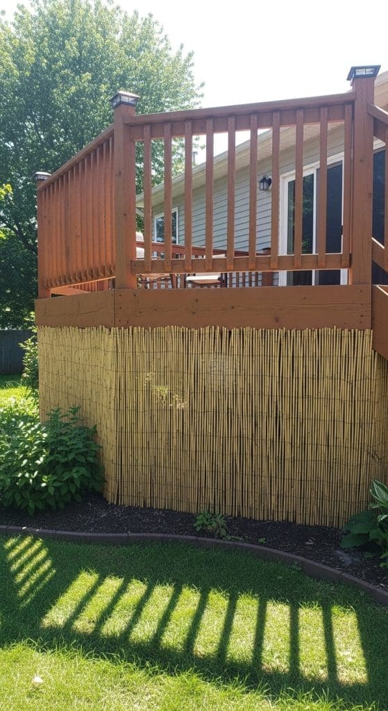 bamboo reed fencing as deck skirting