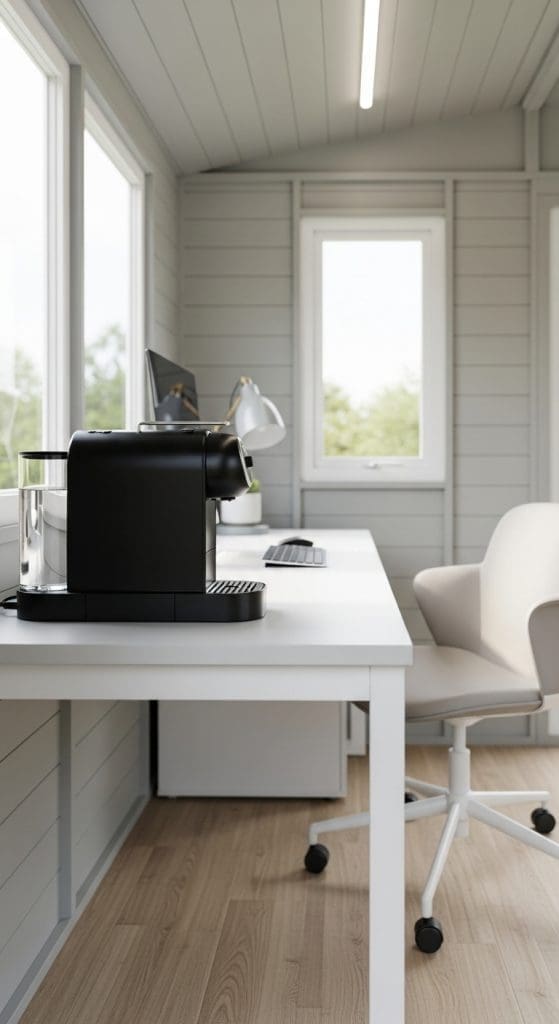 coffee machine in office shed