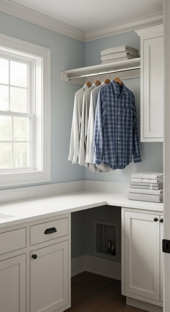 Built-In Hanging Rod Just Above the Countertop