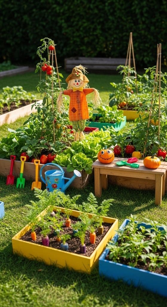 vegetable garden for kids in raised planters
