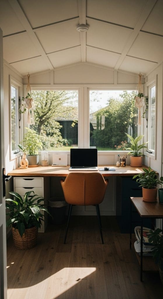 desk facing garden