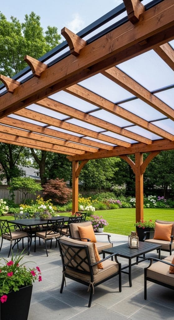 Pergola plastic panels Covered Outdoor Patio