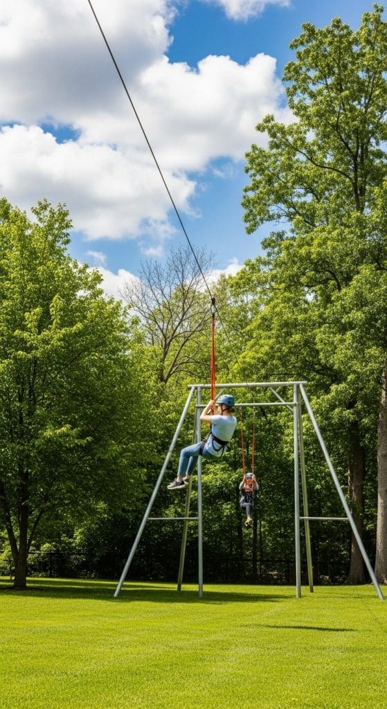 DIY ZIP line for kids in the backyard