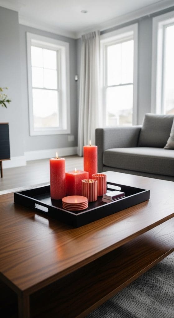 Coffee Table Styling tiered candles