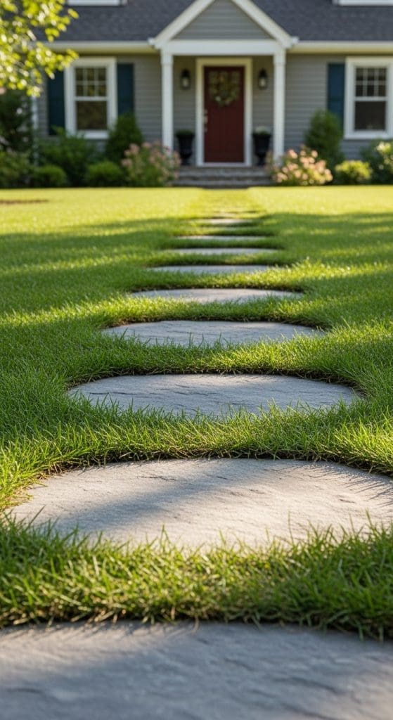 grass between stepping stones