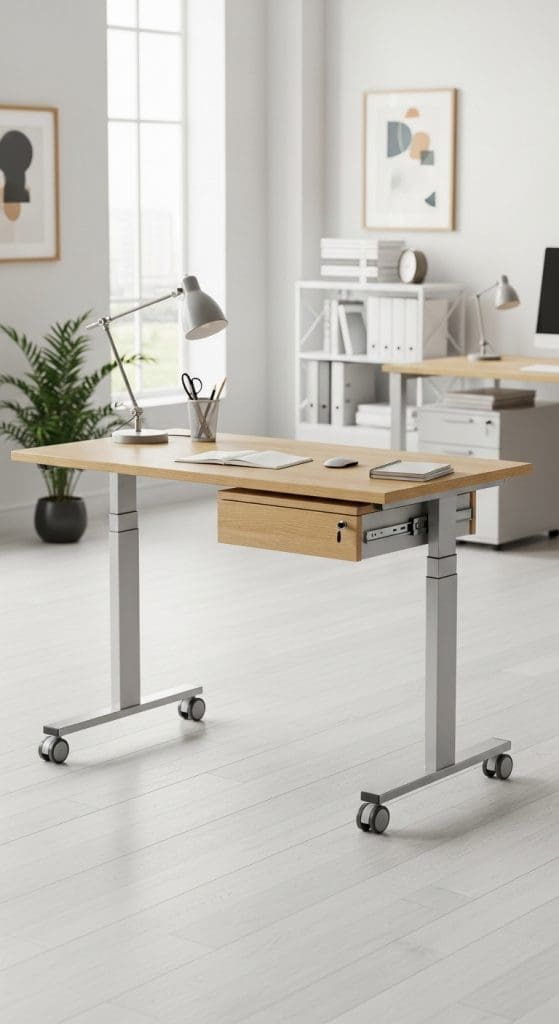 compact desk on wheels Small Desk Setup Ideas