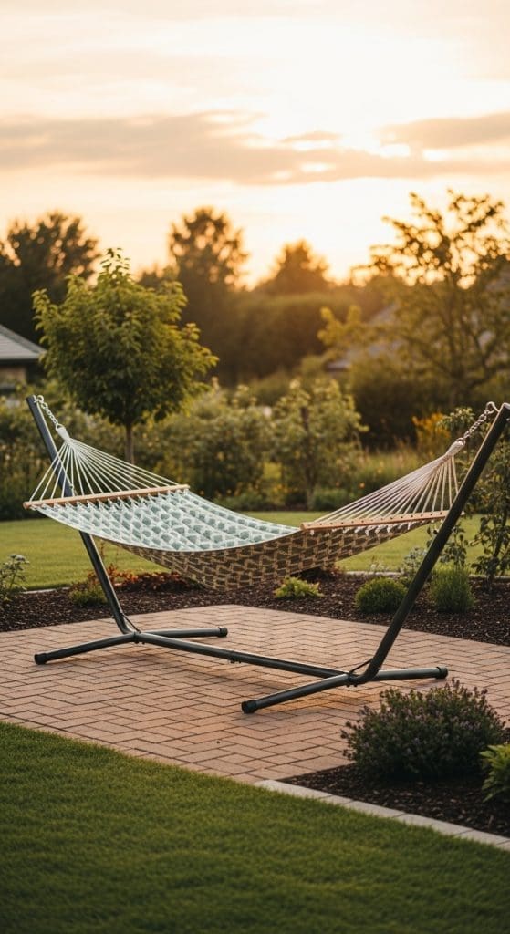 freestanding hammock in back yard
