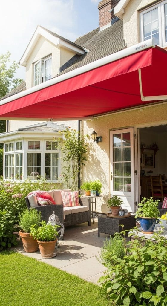 Retractable Awning above patio