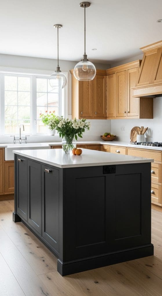 black kitchen island