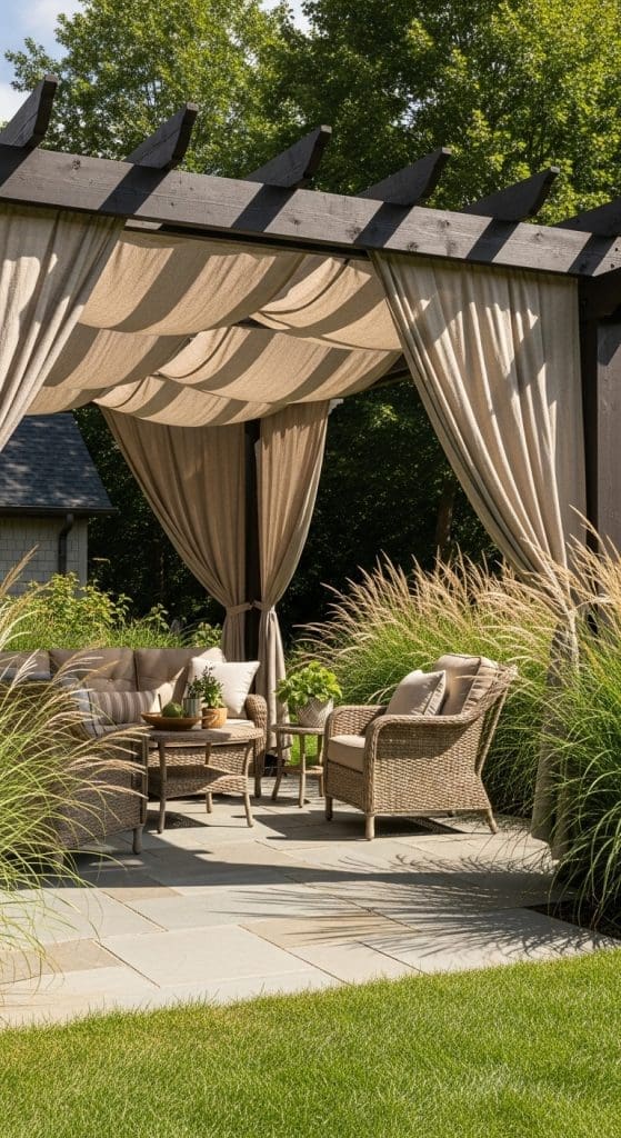Fabric covered pergola