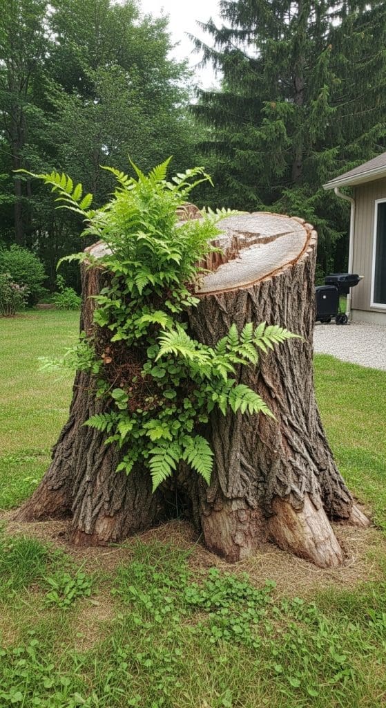 moss growing from stump